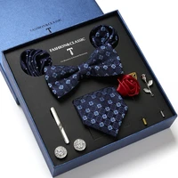 necktie set for men silk butterfly tie hanky cufflinks cufflinks tie clips and lapel pin set paisley floral bowtie