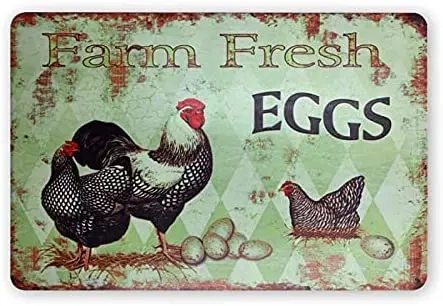 

12X8 Inch Tin Signs Farm Fresh Eggs Chicken Vintage Tin Signs Retro Metal Sign Wall Plaque Decor Funny Gifts for Bar Restaurant