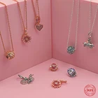 Классическая цепочка с якорем из серебра S925 пробы, ожерелье, воротник для женщин, ювелирные изделия, подвеска-талисман Pandora, Ловец снов