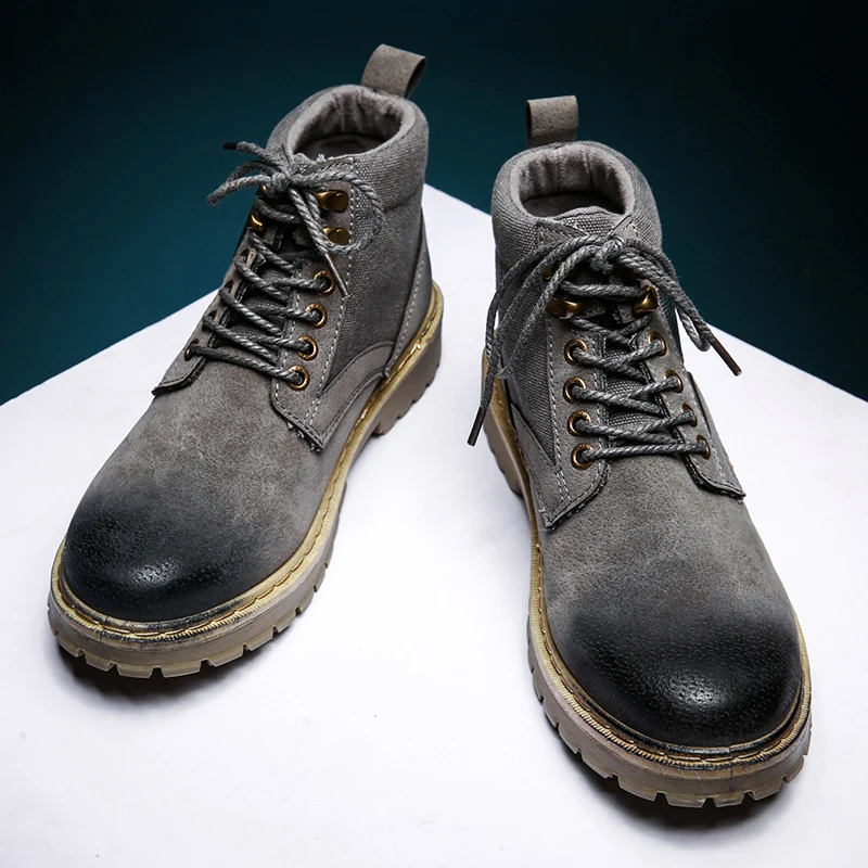 Высокие кроссовки кожаные для отдыха мужские модные ботинки мартинсы