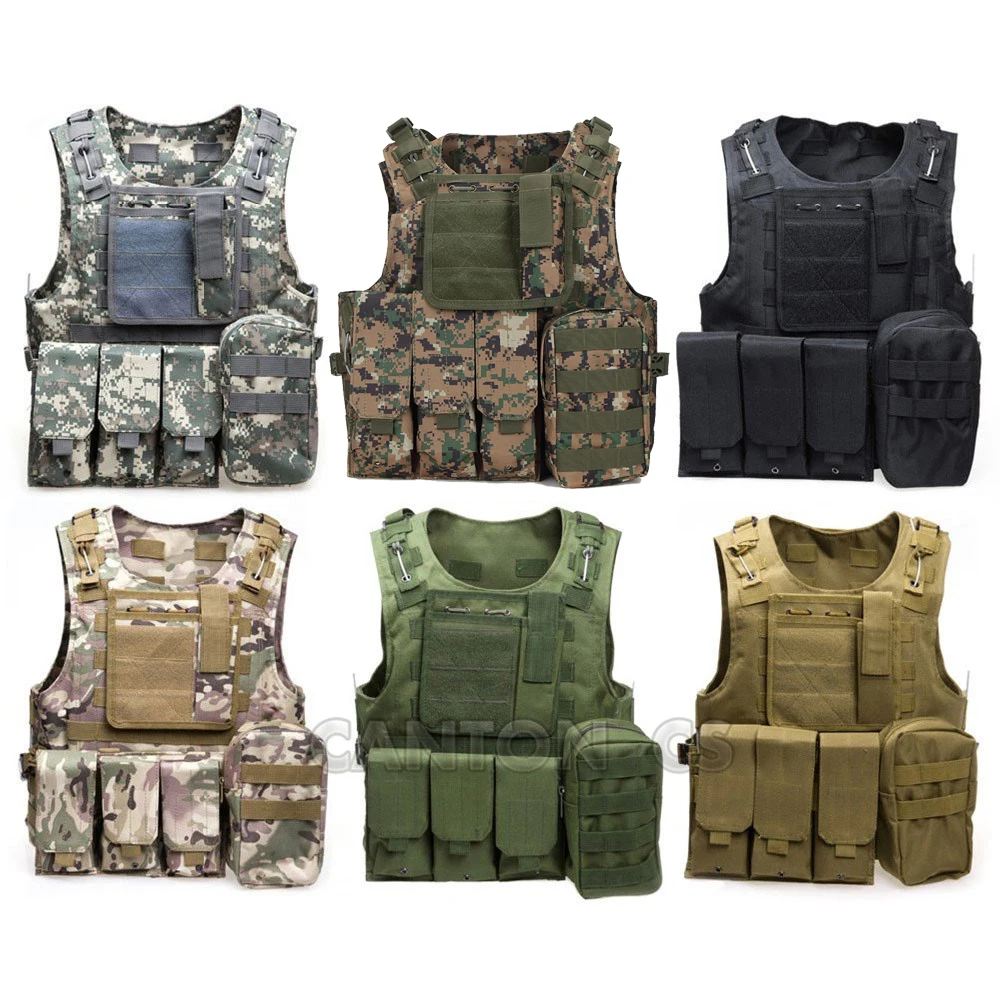 

Tactical Molle Vest Military Army Airsoft Combat Hunting Vests with Pouches Assault Plate Carrier Outdoor Paintball CS Equipment