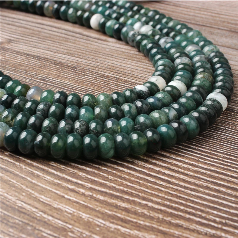 

Lanli Fashion jewelry natural gemstone interval Moss Agate loose beads 4x6/5x8mm DIY bracelet necklace and accessories
