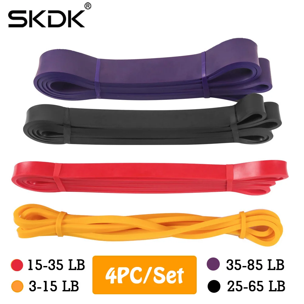 4PCS SKDK Эспандер для фитнеса и тренировок, Тяговая веревка для бодибилдинга, силовая подтяжка, спортивные ленты 208 см, силовой латекс для кроссфита - Цвет: 4PCS