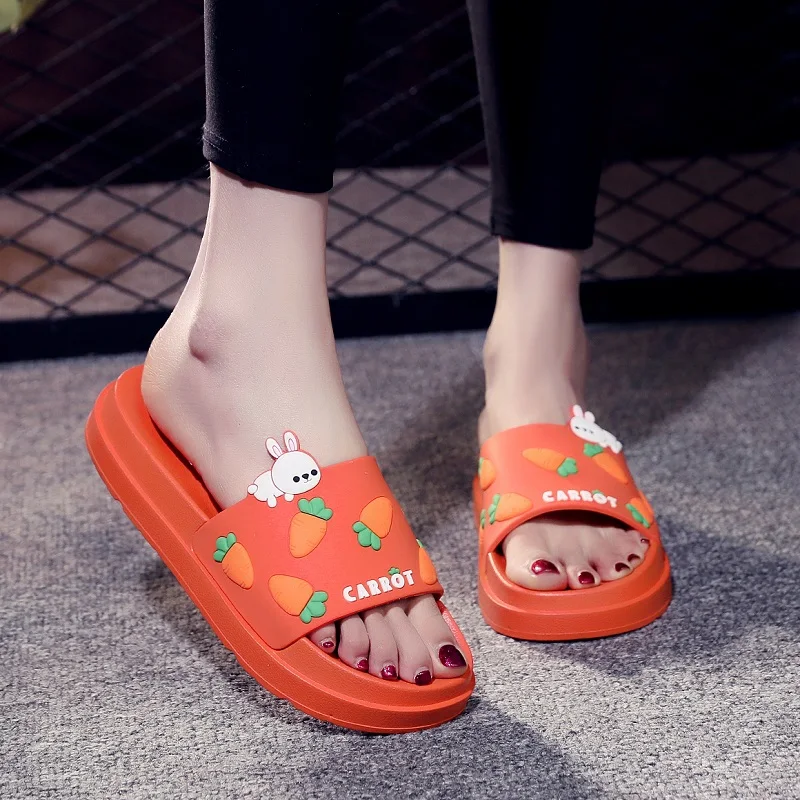 

Женские шлепанцы на толстой подошве, Нескользящие домашние шлепанцы с кроликом, в ассортименте, для улицы, лето 2021