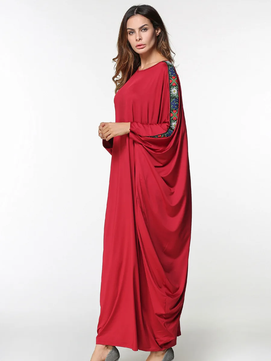 Мусульманское платье Abaya женское однотонное кимоно с рукавом летучая мышь