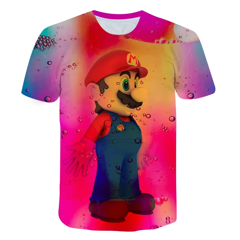 

2021 Summer Kids 3D HD New Mario Clothes Boys Girls O-Neck T-Shirt 4-14Y Children Teens Hip Hop Tshirts Cool Boys Leisure Tops