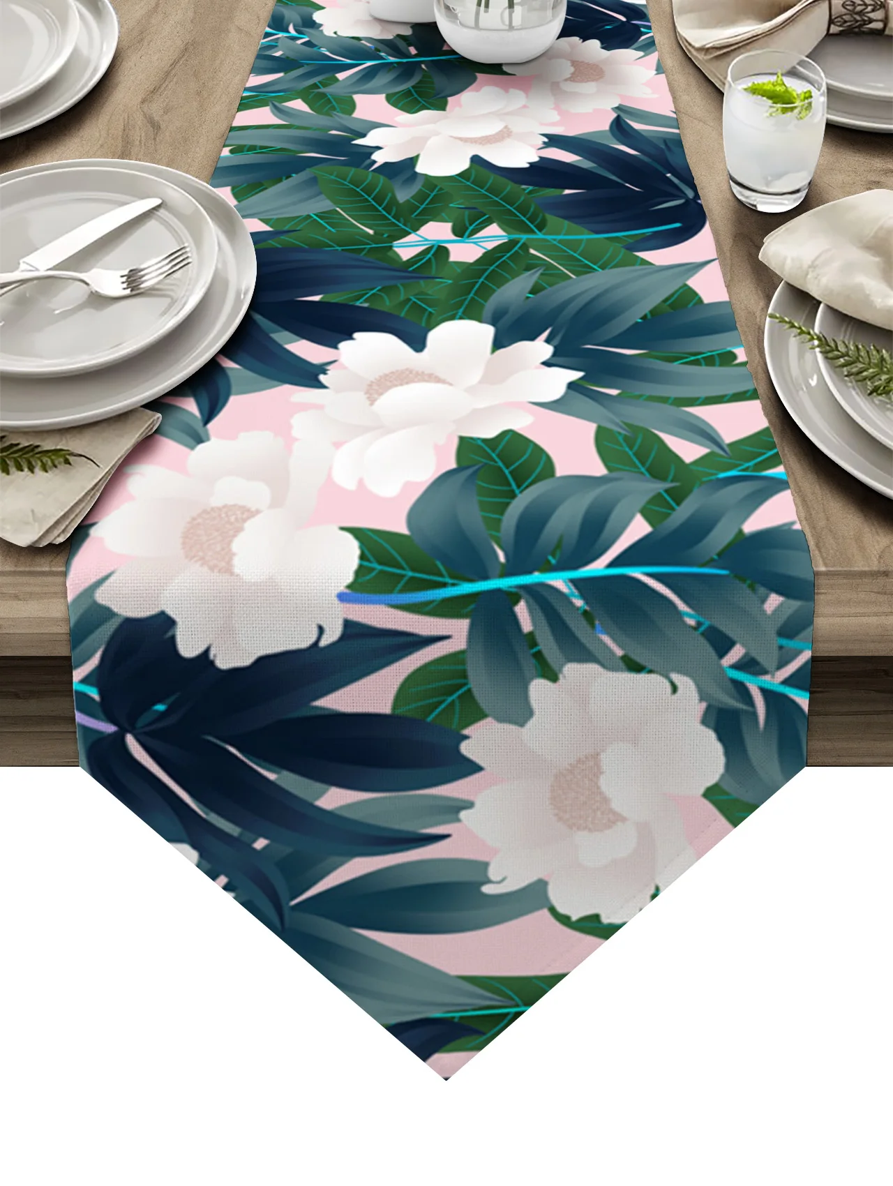 

Tropical Plants Leaves Garden Table Runners Home Dining Coffee Table Decor Table Cloth Wedding Decoration Table Cover