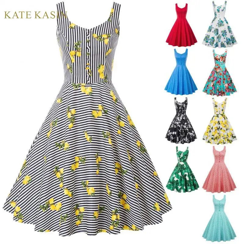 Kate Kasin женское винтажное платье без рукавов с v-образным вырезом свободное