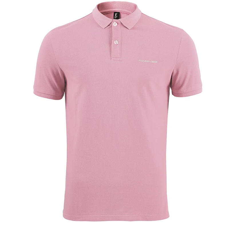 409010A-Pink Pioneer Camp solid Color Breathable Classic Men's Polo Shirt Brand Clothing Men's Short-sleeved Recreational Polo Shirt 409010 - Цвет: 409010A-Pink