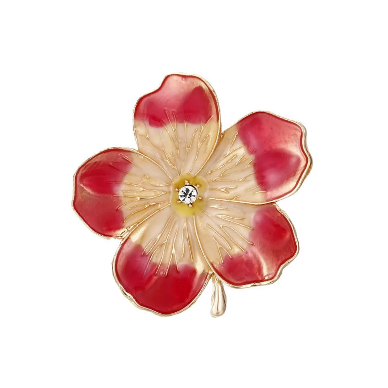 2020 розовый эмалированный цветок броши с украшением в виде кристаллов на лацкан