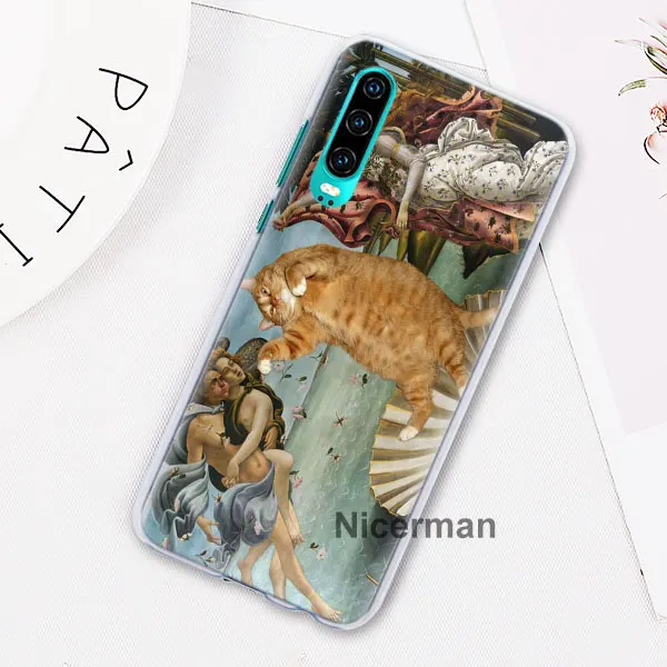 Забавный Pat Cat Art painting красочные милые чехлы для телефонов huawei P30 Pro P10 P20 Lite P30 Lite P Smart Plus Жесткий Чехол для ПК Co - Цвет: 02