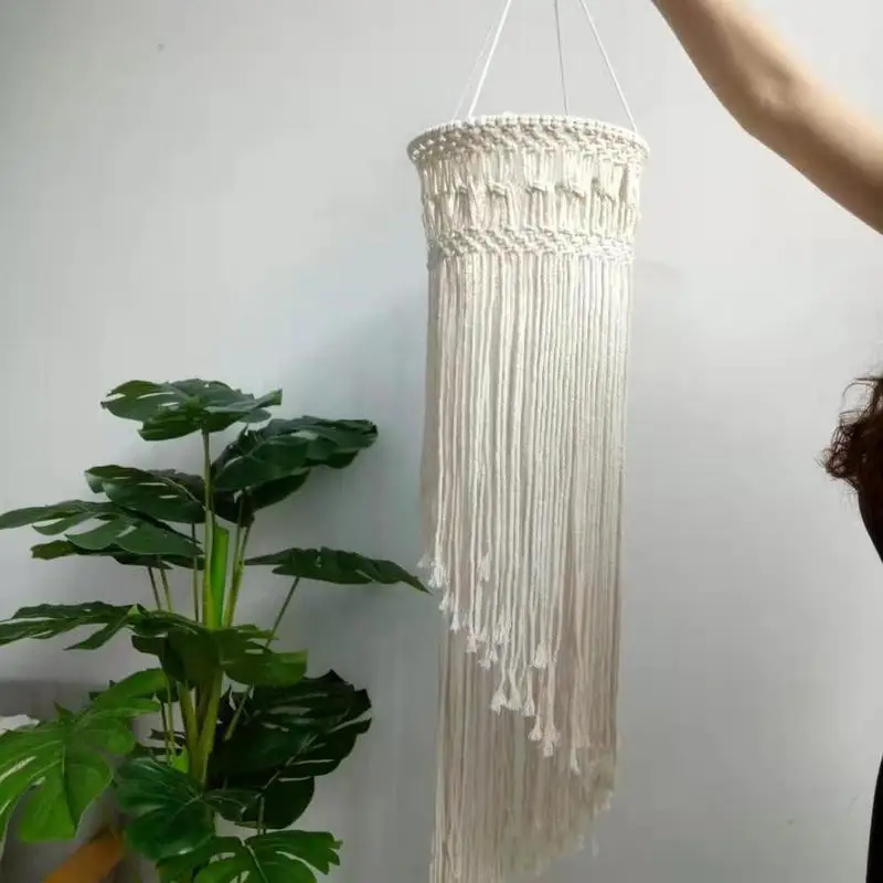 

NORDIC BOHEMIAN MACRAME HAND CHANDELIER LAMPSHADE COTTON WOVEN TAPESTRY HOMESTAY MODEL ROOM DECORATIONS WALL HANGING