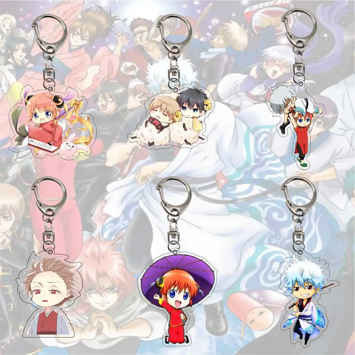 

Classic Japan Anime Gintama Figures Acrylic Keychain Cartoon Bag Pendant Toys Keyring Holder Gift For Friends Llavero Trinket