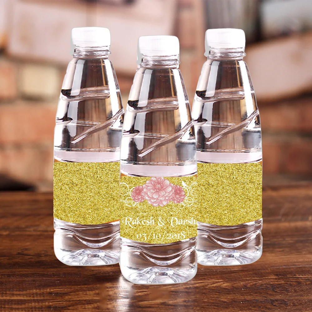 20 шт. золотые блестящие этикетки Rikivity для бутылок с водой вина шампанского