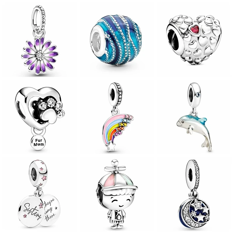 

Lovely Rainbow Boy Beads Ocean Charm fit Fit Original Pandora Bracelet Pendant Necklace DIY Jewelry for Women Birthday Gift