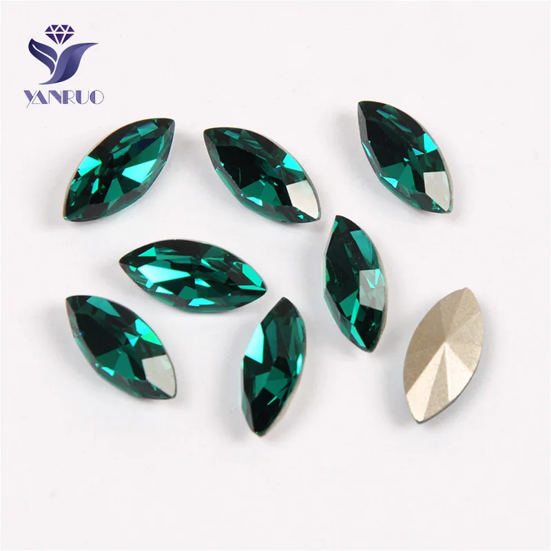 Blue Zircon Yanruo 4200 Наветт страз сшитые камни ручной работы острый задник Глаза Лошади Стразы стеклянные кристаллы для рукоделия - Цвет: Blue Zircon