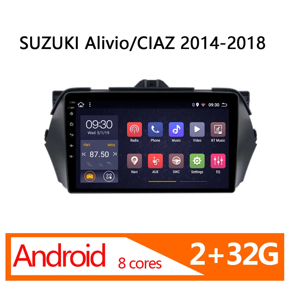 Автомагнитола на android 2 + 32 ГБ 8 ядер для SUZUKI Alivio CIAZ 2014 2015 2016 2017 2018 1 din Авторадио DVD