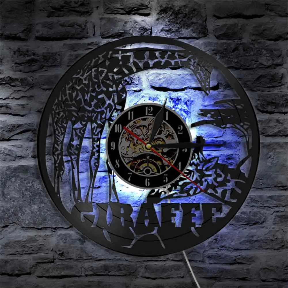 Настенные часы с виниловой пластиной в виде жирафа | Дом и сад