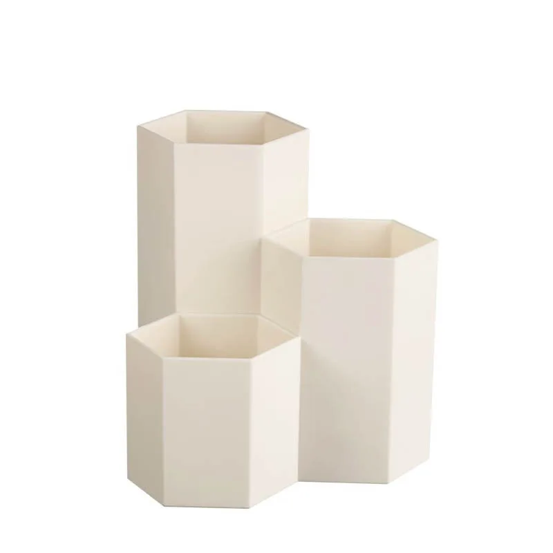 Beige White 3 решетки косметическая коробка для кистей Настольный Органайзер макияж лак для ногтей косметический держатель инструменты для макияжа коробки для украшений, витрина - Цвет: Beige White