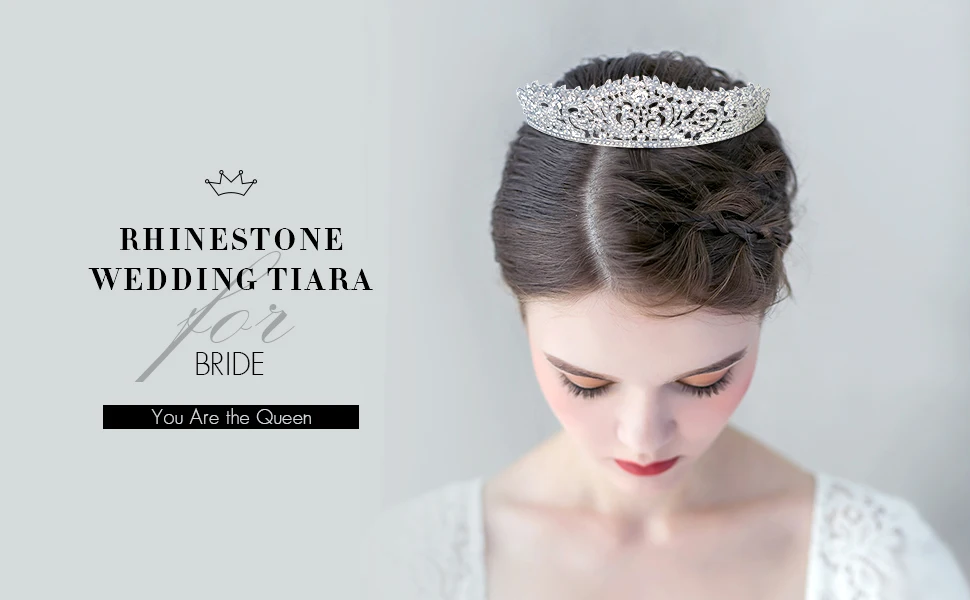

Topwedding Rhinestone Wedding Tiara Crown Headband Crystal Bridal Headpiece Pageant Hair Accessory for Women