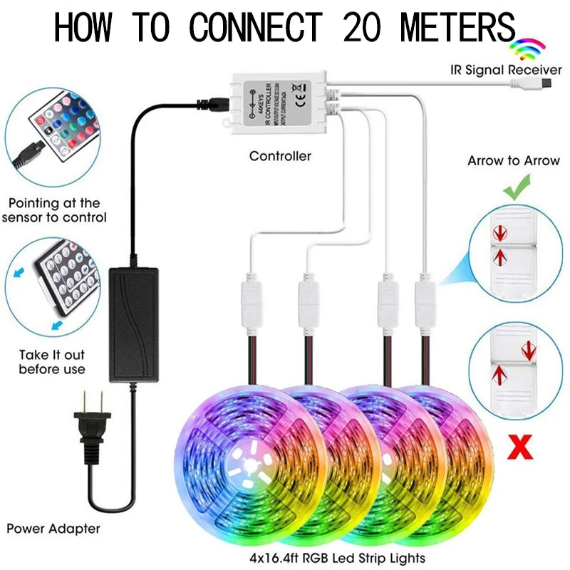 

Led Strip Light Bluetooth Rgb5050 Waterproof Flexible Lamp Tape Ribbon Diode Tape 5M 10M 15M 20M Dc 12V Remote Control Lamp