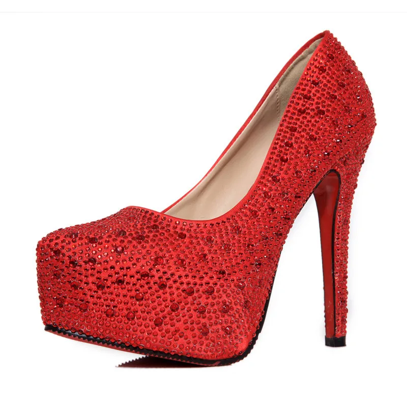 Туфли-лодочки с украшением в виде кристаллов Женская обувь на платформе и