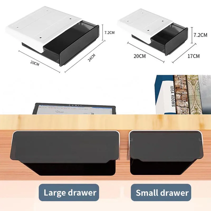 

Self Stick Pencil Tray Under Desk Drawer Organizer Table Storage Box Self-adhesive Hidden Organizer Office Stationery Organizer