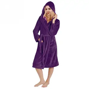 Женское утепленное платье зимняя теплая ночная рубашка с длинным рукавом с капюшоном женская ночная рубашка Женское ночное белье