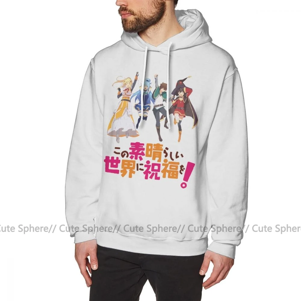 Megumin худи Konosuba толстовки длинный хлопковый пуловер с капюшоном на открытом воздухе черный мужской популярный зимний более размер толстовки - Цвет: White