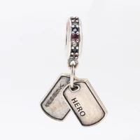 hot 925 sterling silver color crystal hero dog tag akira charm diy bracelet necklace accessory