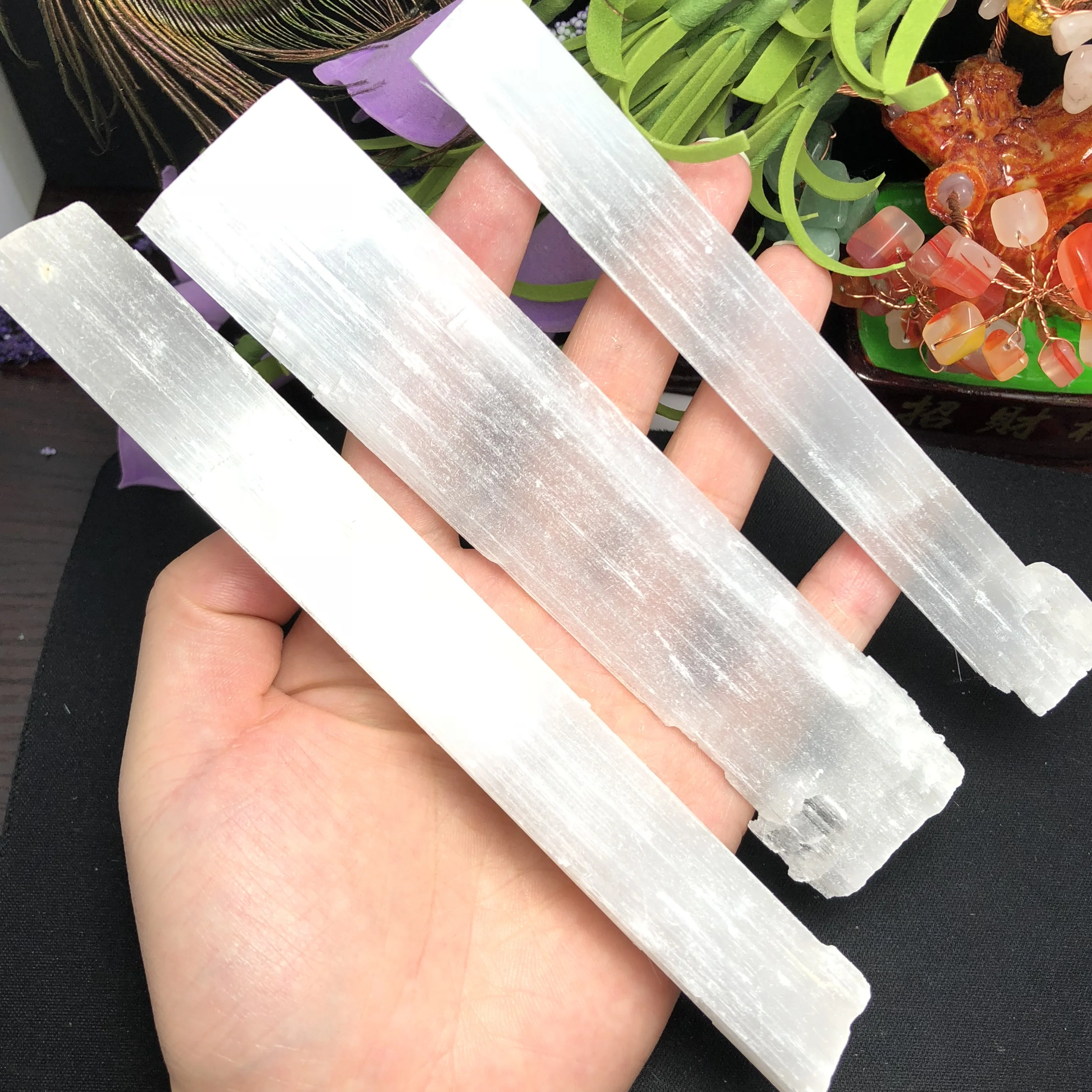 3 шт. натуральные палочки из селенита грубой гипсового хрусталя необработанный