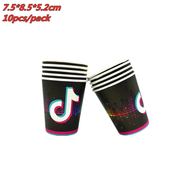 83 Uds TIK fiesta de m&uacute;sica placas mantel beb&eacute; ducha suministros de decoraci&oacute;n para fiesta de cumplea&ntilde;os bandera tazas, servilleta desechable de vajilla-2