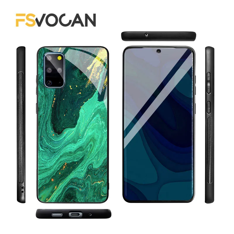 Emerald Green Jade Stone Pattern Phone Case For Samsung S21 S20 FE Plus S23 S22 A71A72 A53 A52 A51 A54 Ultra A12 A31 A32 A33 A34