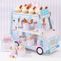 creative paper car shaped birthday cake stand ice cream display stand candy pastry rack cupcake holder party wedding newcomer