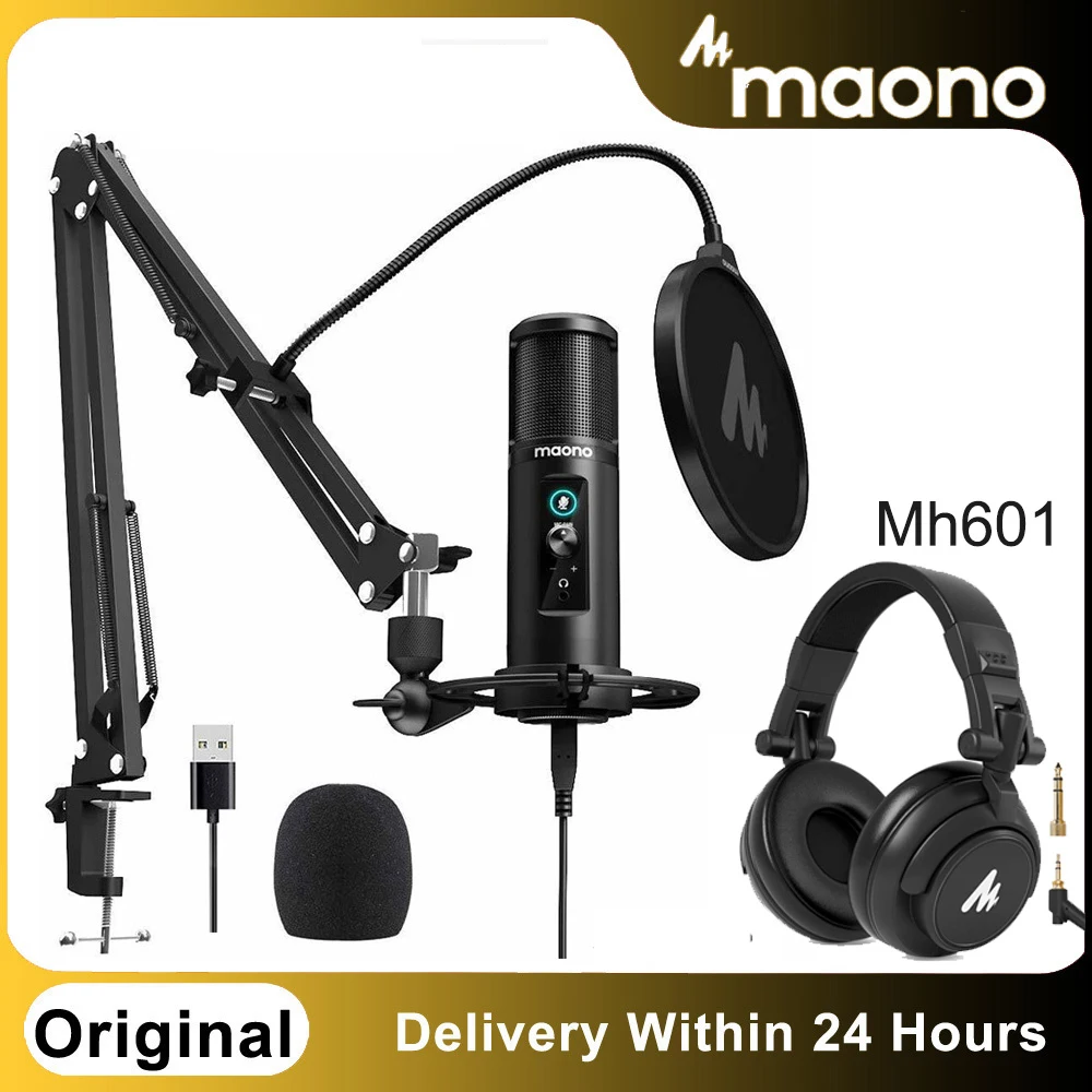 

MAONO AU-PM422 192KHZ/24BIT Professional Cardioid Condenser Microphone With Touch Mute Button USB Mic Gain Recording Podcasting