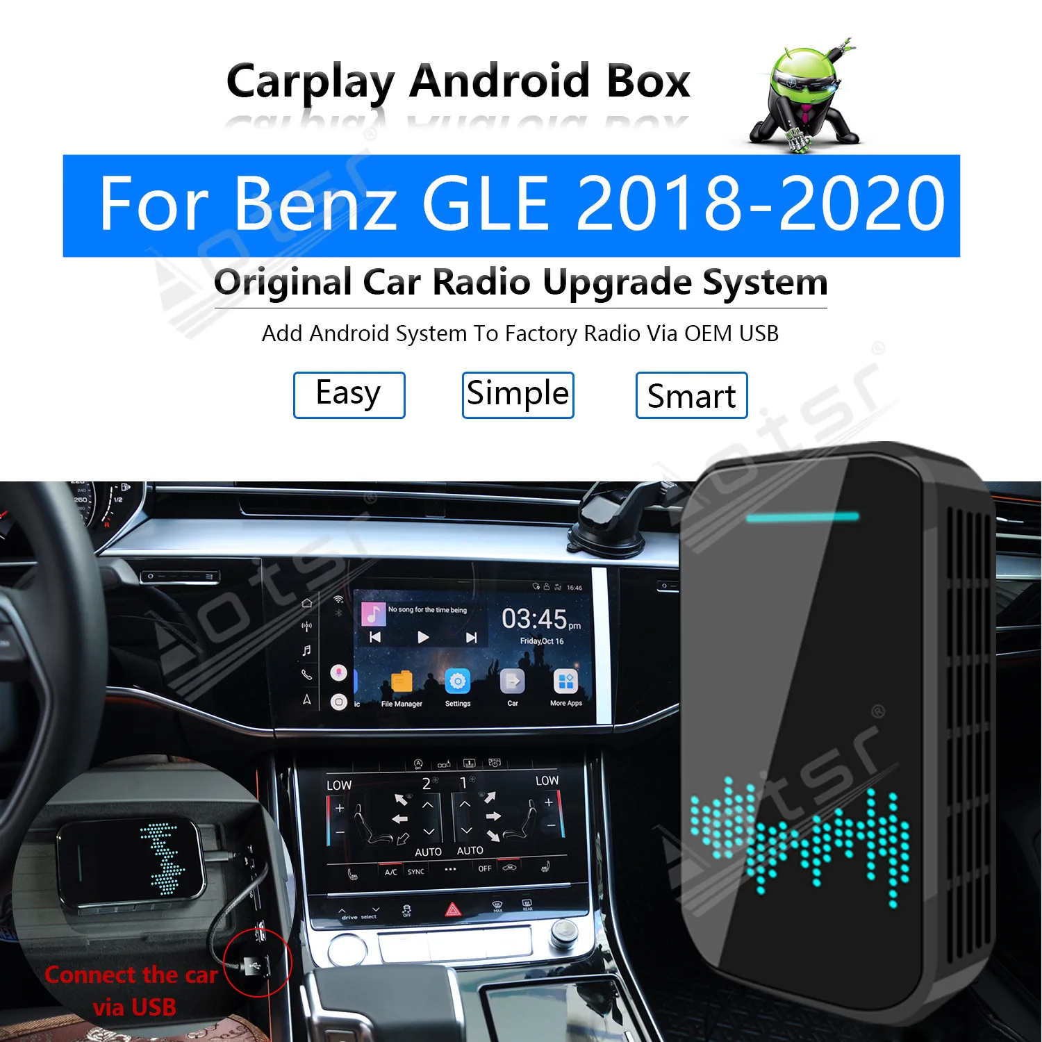 

For Benz GLE 2018-2020 Car Multimedia Player Radio Upgrade Carplay Android Apple Wireless CP Box Activator Navi Map Mirror Link