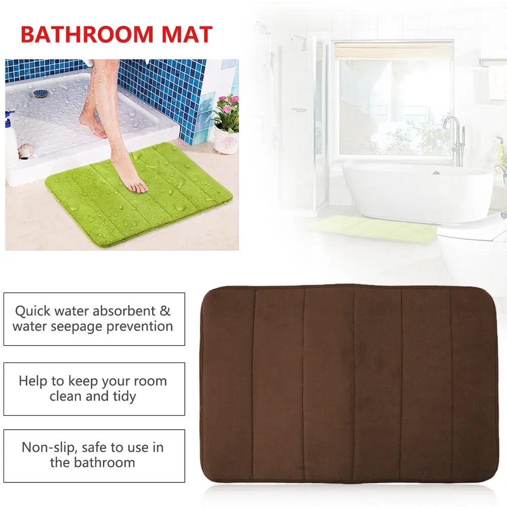 

Useful 40*60cm Memory Foam Camping Mat Bathroom Horizontal Stripes Rug Absorbent Non-slip folding Bath Mats New HOT