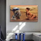 Настенный плакат по мотивам фильма Звездные войны R2D2 и привлекательная Женская Картина на холсте Настенная картина для гостиной домашний декор Caudro