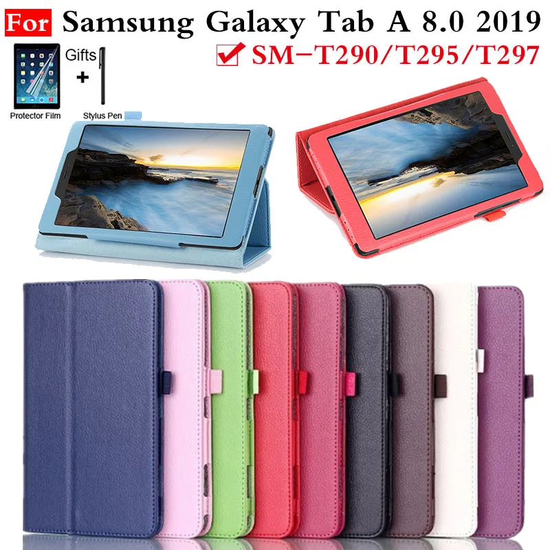 

Case For Samsung Galaxy Tab A 8.0 T290 T295 T297 2019 SM-T290 Tablet cover Flip Stand Tab A 8" Leather Smart Protector cover+pen