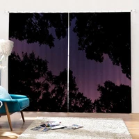 night landscape curtains autumn trees forest landscape picture living room bedroom window drapes white
