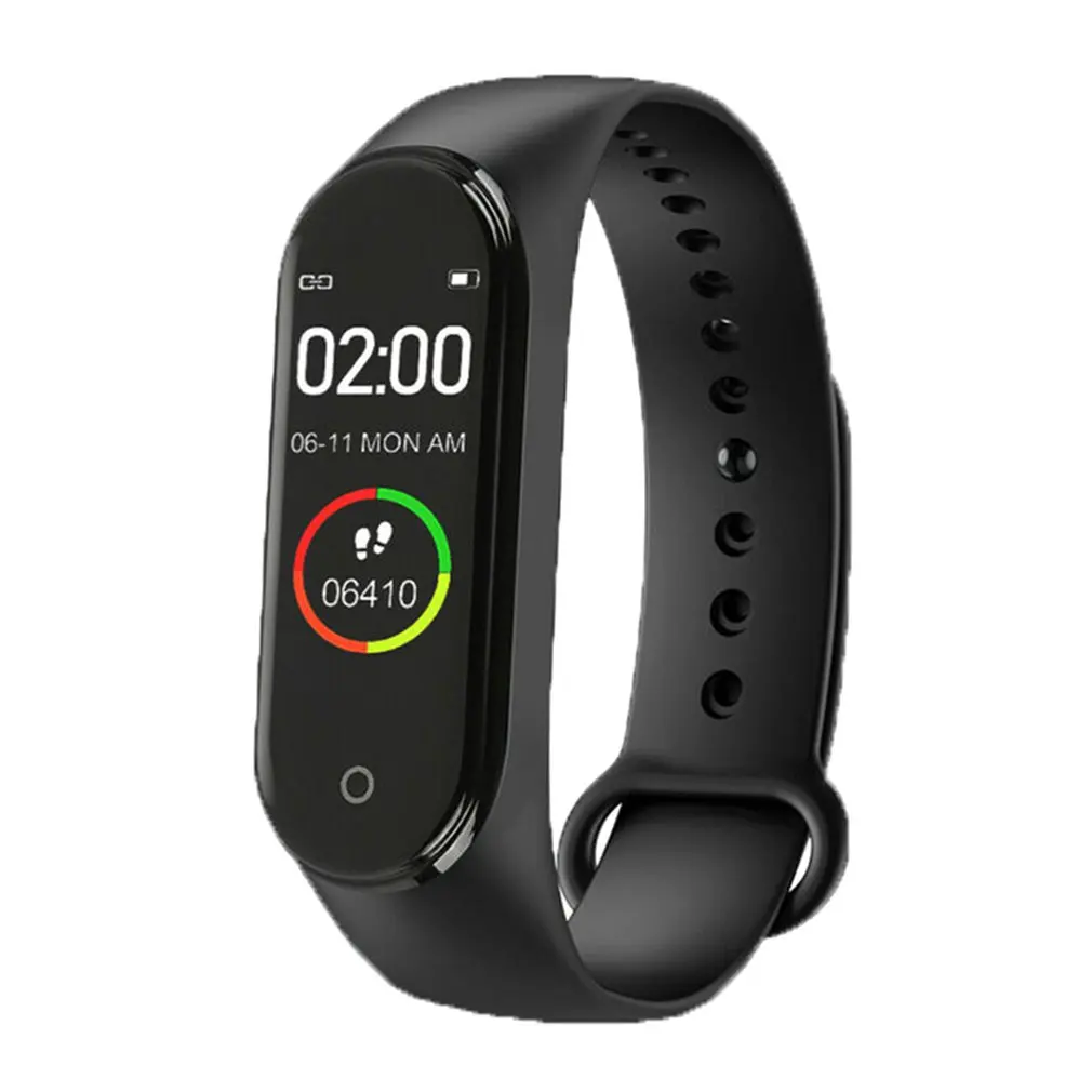 Черный Смарт-браслет M4, 0,96 дюймов, цветной экран, Смарт-часы, спортивный браслет, трекер здоровья и сна, датчик движения, пульсометр, Bluetooth, умный Браслет - Цвет: Черный