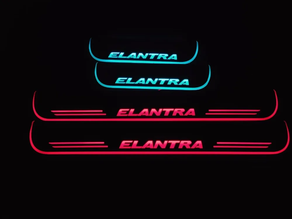 

Osmrk led moving door scuff for Hyundai elantra dynamic door sill plate flat lining overlays guards flowing/fixed light