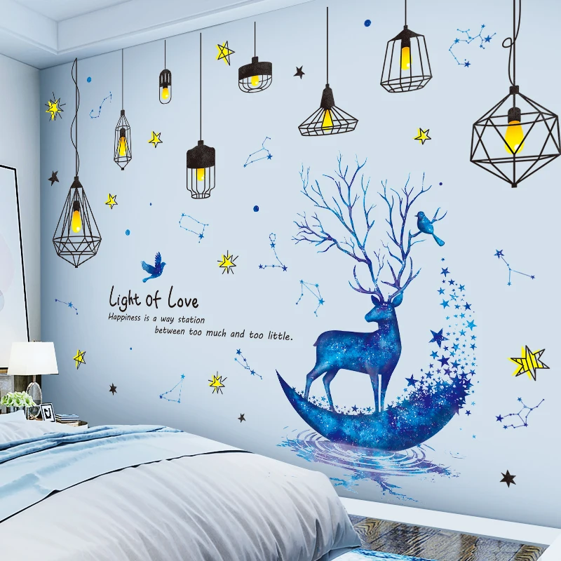 Звездные наклейки обои для общежития настенные самоклеящиеся спальни