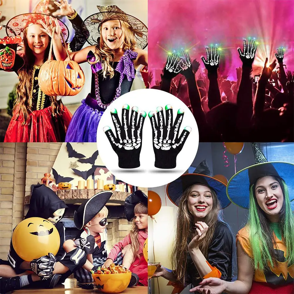 1 пара светодиодный свет светящиеся перчатки Красочный Световой мигающий со