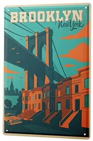 

Дорожный жестяной знак, Декор, таблички, Кухонное украшение Brooklyn NY 8X12