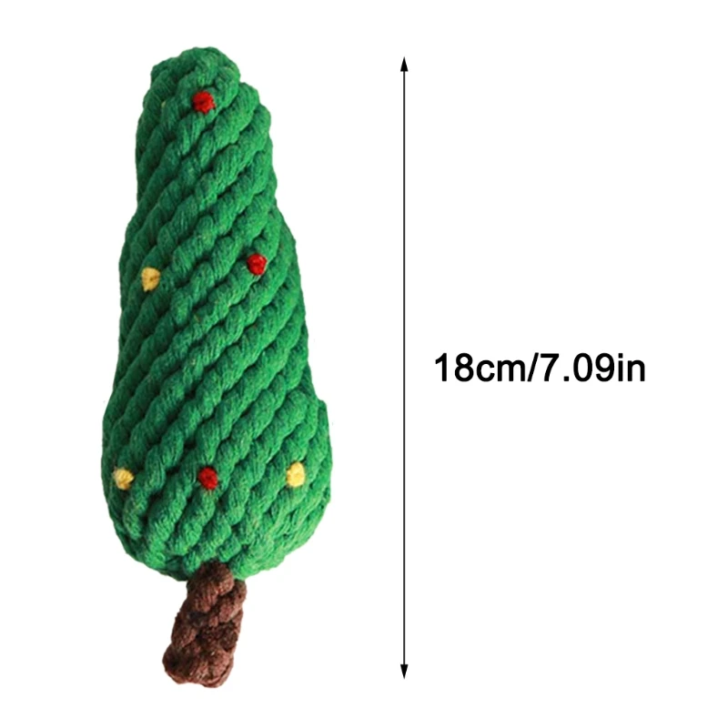

5 Pcs Christmas Tree Cotton Rope Dog Molar Toys Cute Carton Doll Soft Durable