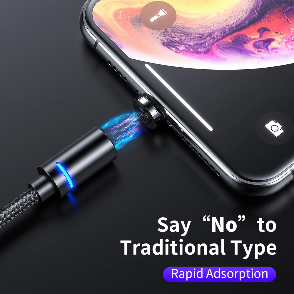 Магнитный кабель Udyr 1 м 2 светодиодный Micro usb Type C зарядный usb-кабель для iPhone X 7 8 XS Max XR