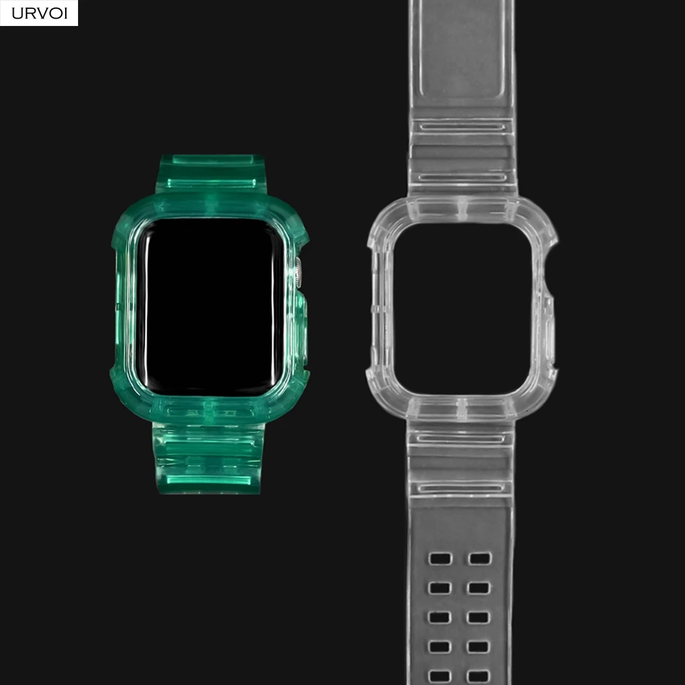 Прозрачный ремешок URVOI из ТПУ для Apple Watch Series 6 5 4 чехол iWatch прозрачная защита