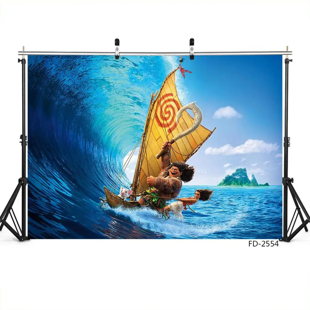 Детский фон для фотосъемки с изображением мультфильма Моана первого года