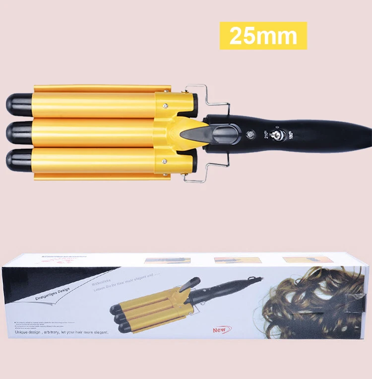 yellow 25mm Pro 20-32 м Автоматические щипцы для завивки керамические бигуди для волос Тройные Бочки для больших волн на волосах щипцы для завивки волос Вэйвер бигуди Инструменты для укладки - Цвет: yellow 25mm